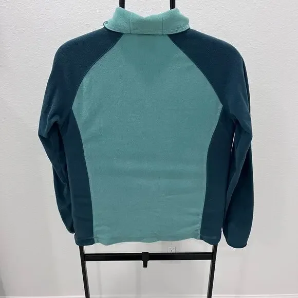 Columbia Two-Tone Green Lightweight Fleece Quarter-Zip Pullover ~ Women’s SM - Picture 4 of 5